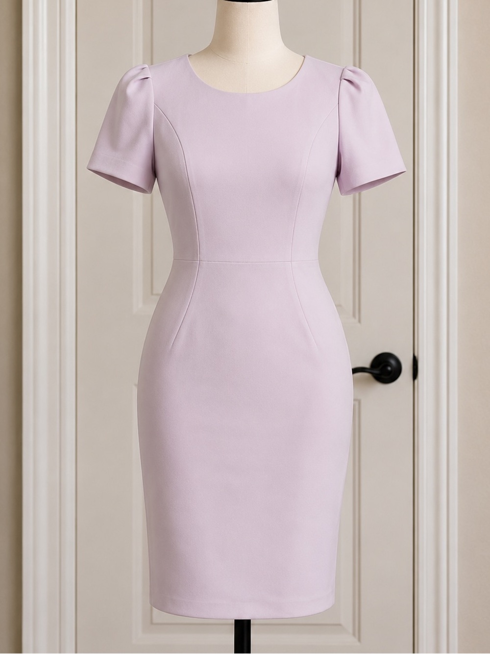Calvin Klein Lavender Sheath Dress with Puff Sleeves